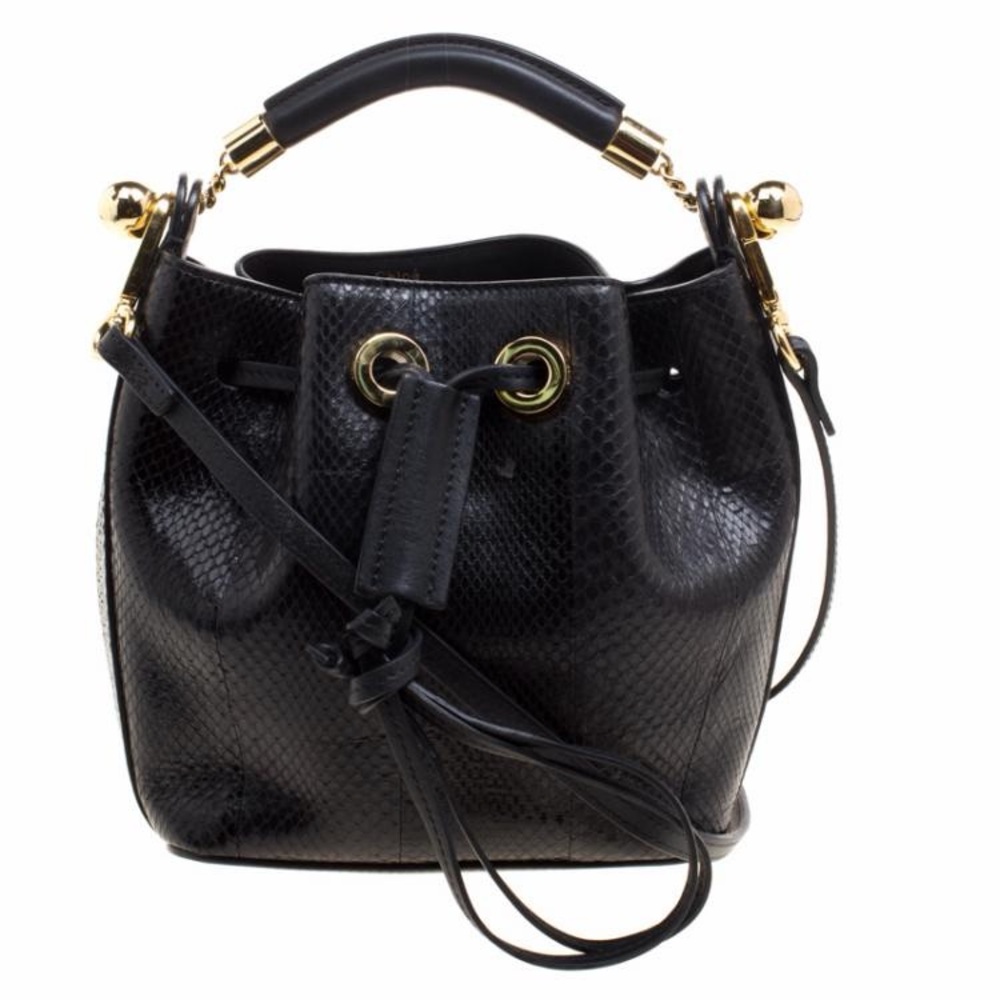 Chloe Black Python and Leather Gala Bucket